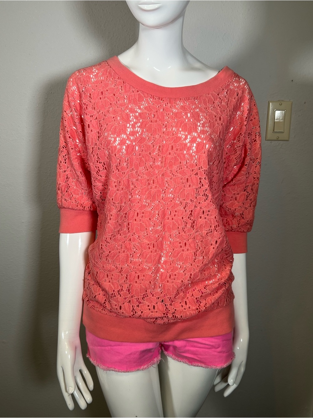 Coral Lace Knit Women's Top - Brand: Miss Chevious